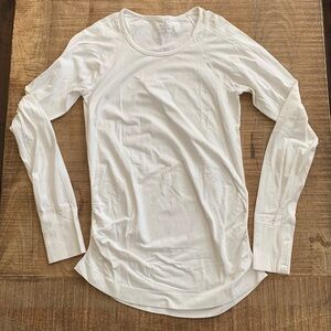 Athleta Speedlight Seamless Long Sleeve Top Women Medium White Thumbhole Active